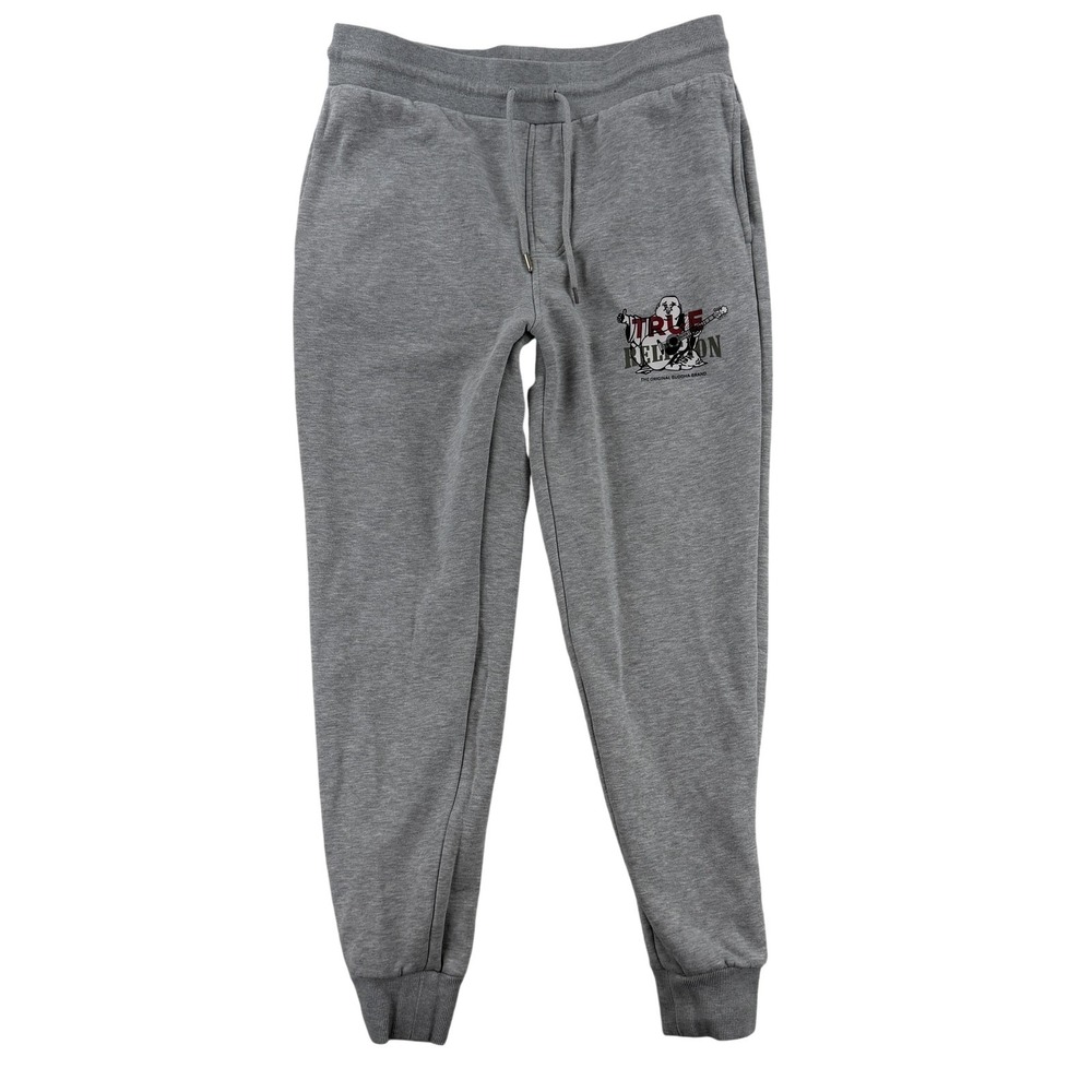 True Religion Sweatpants Mens Medium Gray‎ Branded Jogger Fleece Buddha Logo